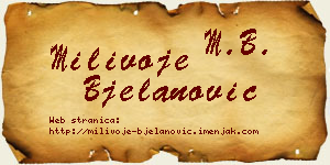 Milivoje Bjelanović vizit kartica